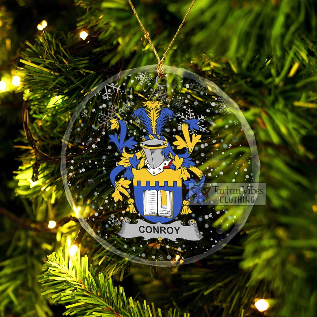 Conroy Irish Clan Christmas Glass Ornament with Coat of Arms Transparent Glass Circle - 2D-tartanvibesclothing