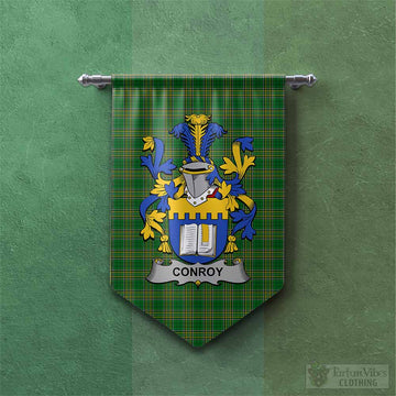 Tartan Vibes Clothing Conroy Irish Clan Tartan Gonfalon, Tartan Banner with Coat of Arms