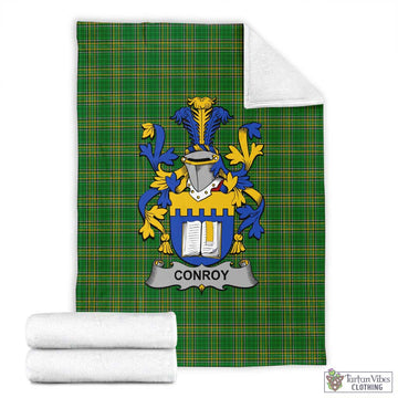 Tartan Vibes Clothing Conroy Irish Clan Tartan Blanket with Coat of Arms