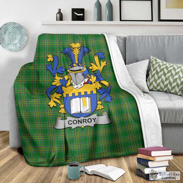 Tartan Vibes Clothing Conroy Irish Clan Tartan Blanket with Coat of Arms