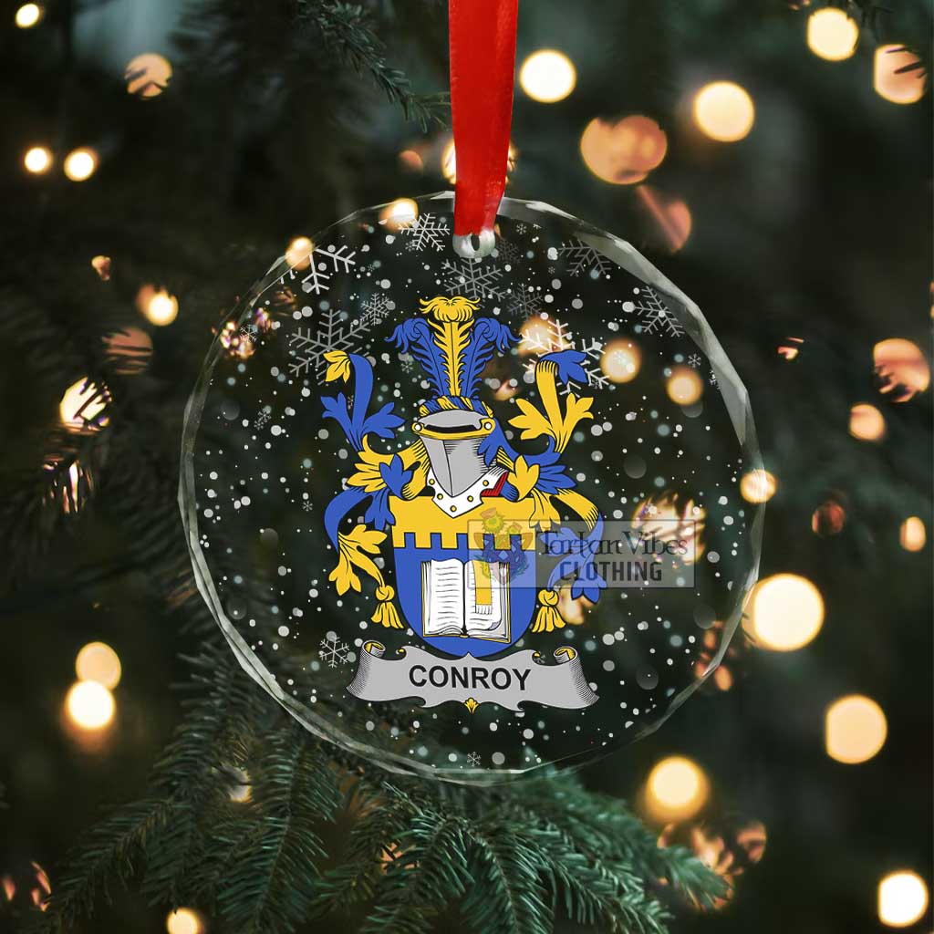 Conroy Irish Clan Christmas Glass Ornament with Coat of Arms - 2D-tartanvibesclothing