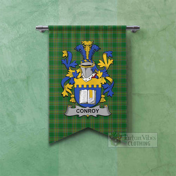 Tartan Vibes Clothing Conroy Irish Clan Tartan Gonfalon, Tartan Banner with Coat of Arms