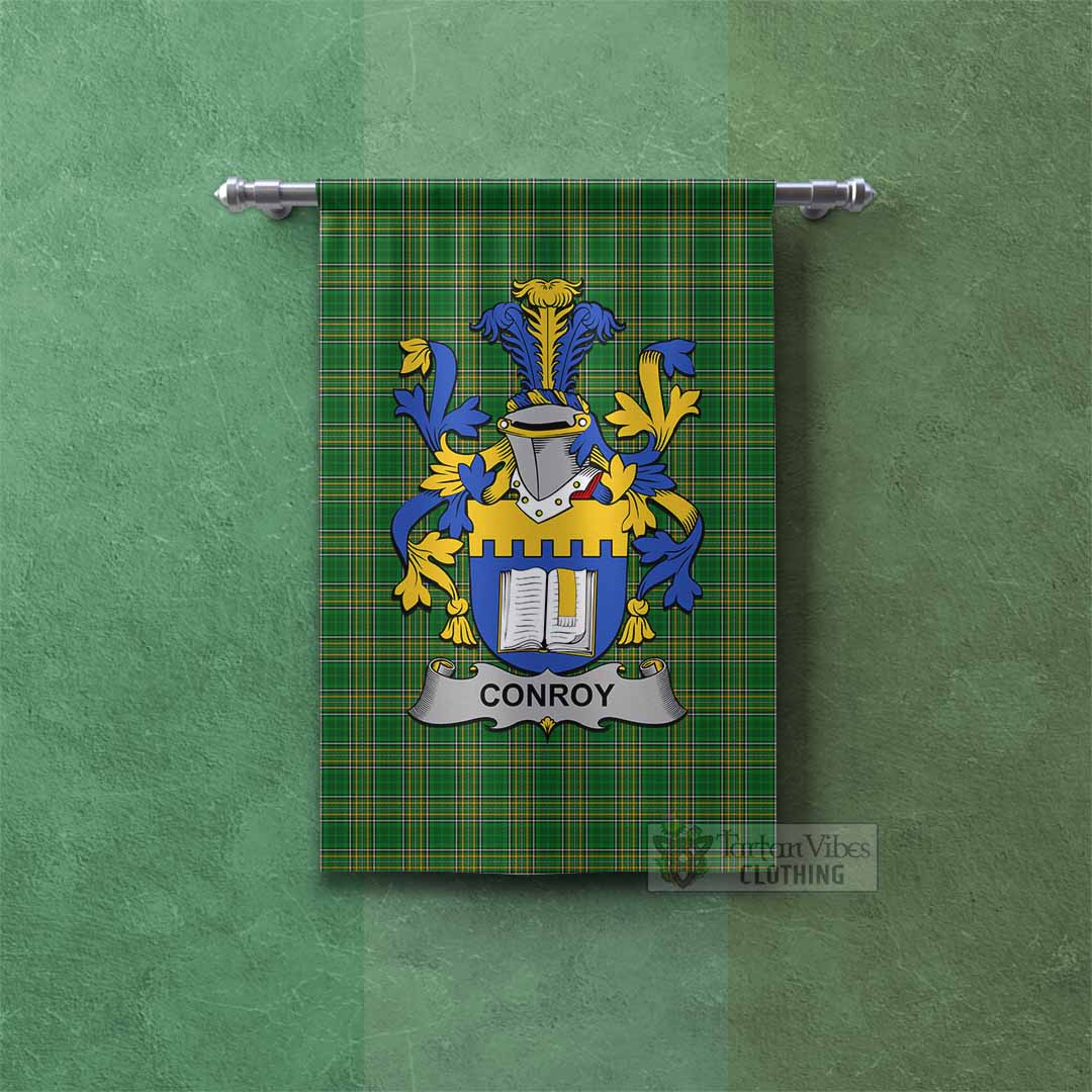 Conroy Irish Clan Tartan Gonfalon, Tartan Banner with Coat of Arms Rectangle - Tartan Vibes Clothing