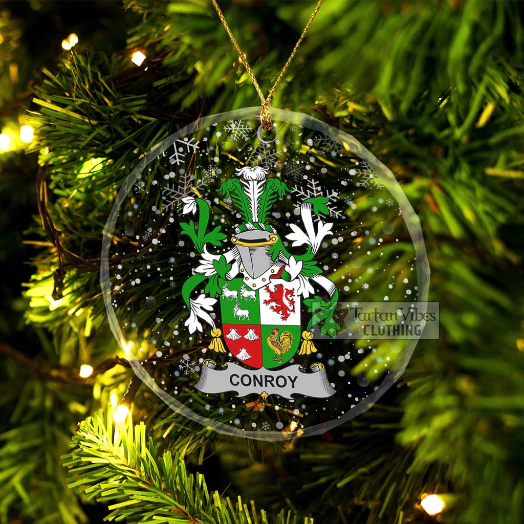 Tartan Vibes Clothing Conroy Green Irish Clan Christmas Glass Ornament with Coat of Arms