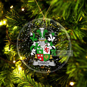 Conroy Green Irish Clan Christmas Glass Ornament with Coat of Arms