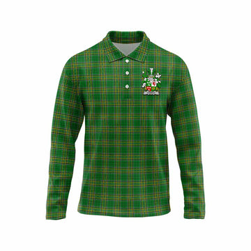 Conroy Green Irish Clan Tartan Long Sleeve Polo Shirt with Coat of Arms