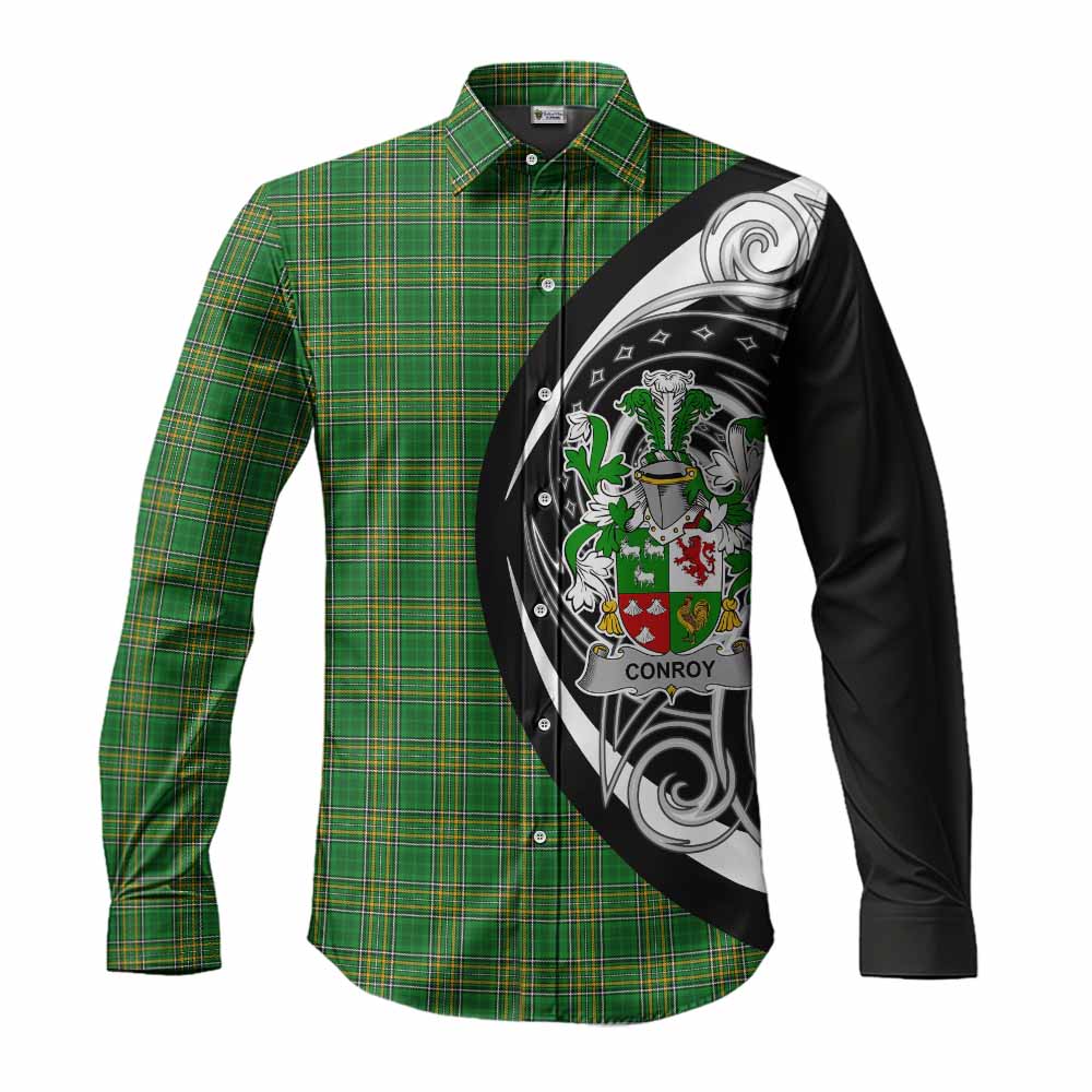 Tartan Vibes Clothing Conroy Green Irish Clan Long Sleeve Button Shirt Celtic Circle Style