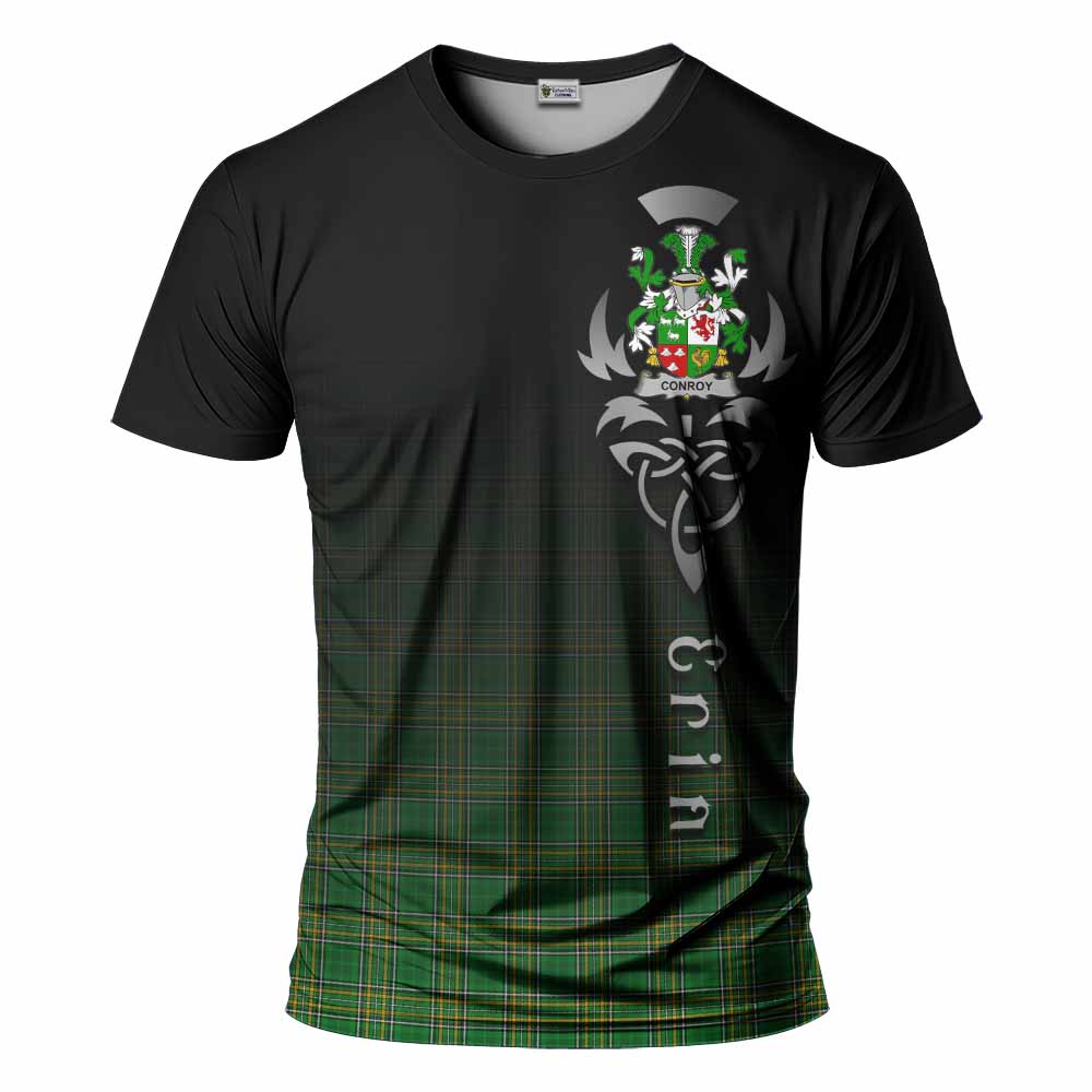 Tartan Vibes Clothing Conroy Green Irish Clan T-Shirt with Coat of Arms Erin Go Bragh Celtic Inspired