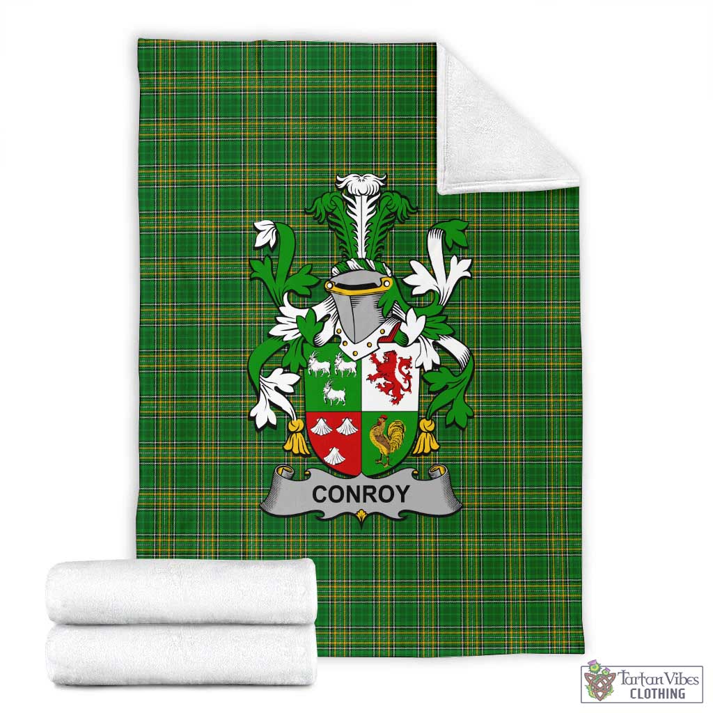 Conroy Green Irish Clan Tartan Blanket with Coat of Arms X-Large 59 x 79 inches 150 x 200 cm - Tartan Vibes Clothing
