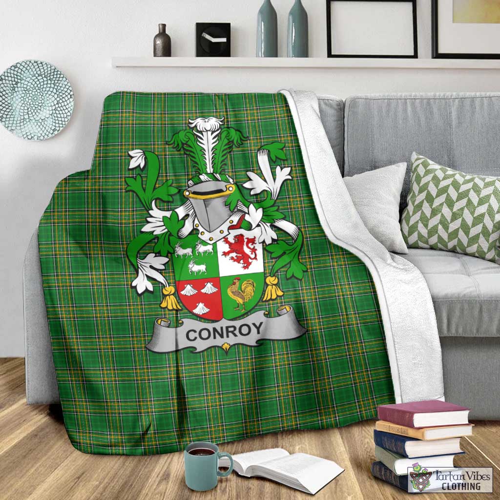 Conroy Green Irish Clan Tartan Blanket with Coat of Arms - Tartan Vibes Clothing