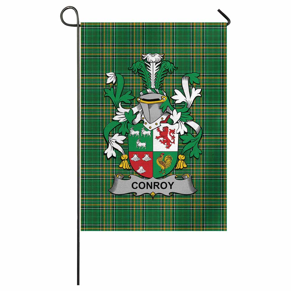 Conroy Green Irish Clan Tartan Flag with Coat of Arms
