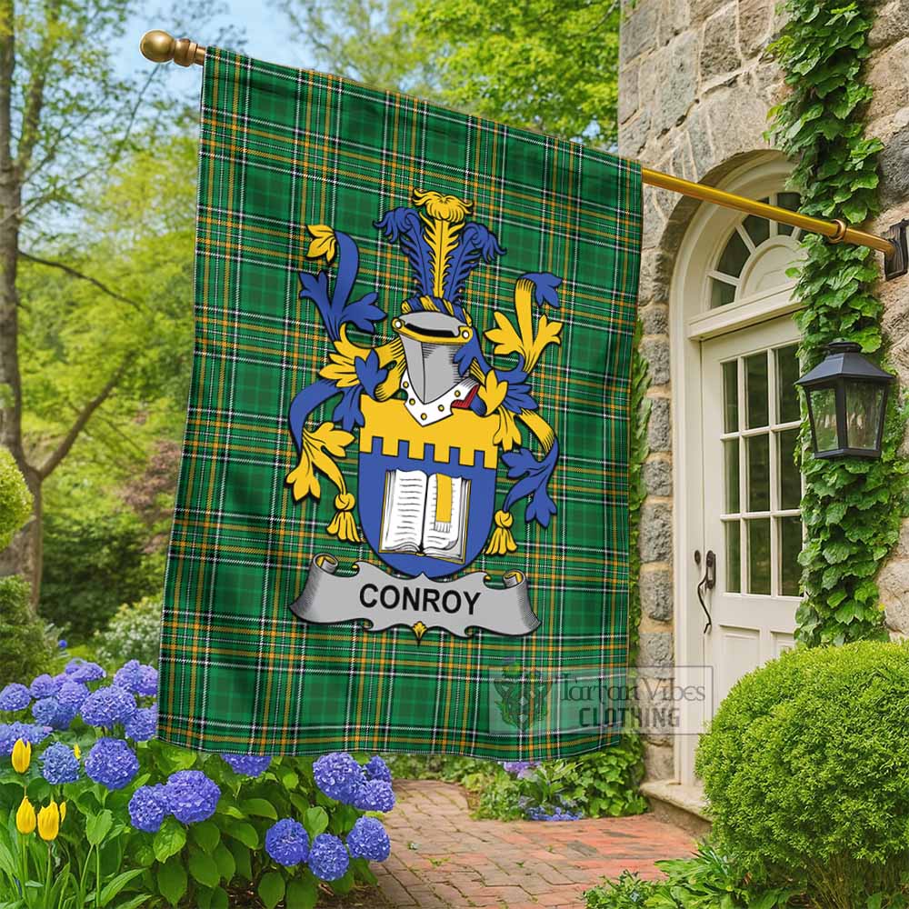 Conroy Irish Clan Tartan Flag with Coat of Arms