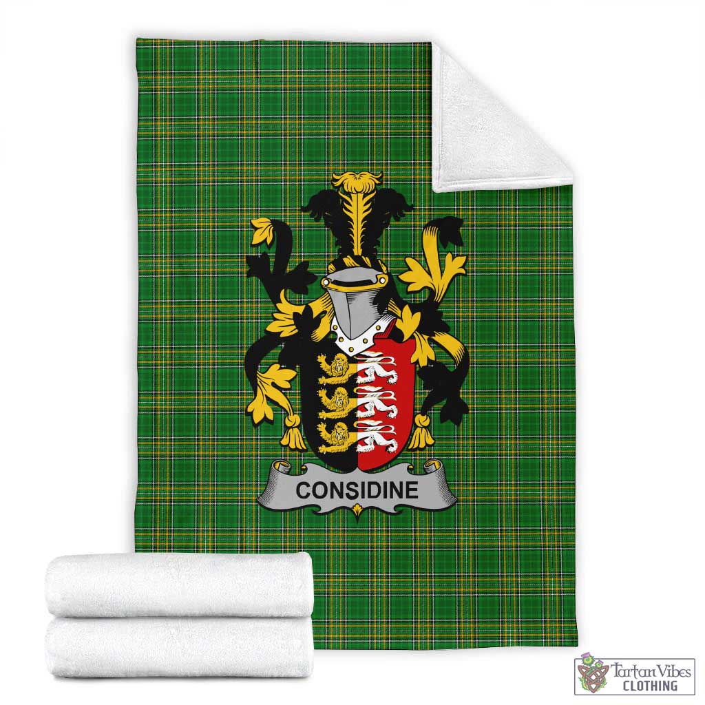 Considine Irish Clan Tartan Blanket with Coat of Arms X-Large 59 x 79 inches 150 x 200 cm - Tartan Vibes Clothing