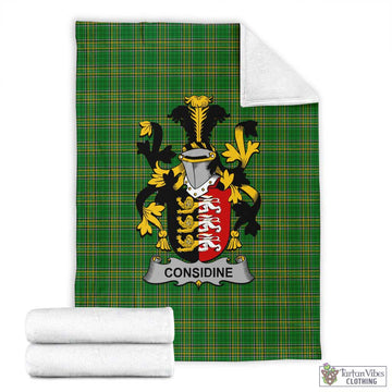 Tartan Vibes Clothing Considine Irish Clan Tartan Blanket with Coat of Arms
