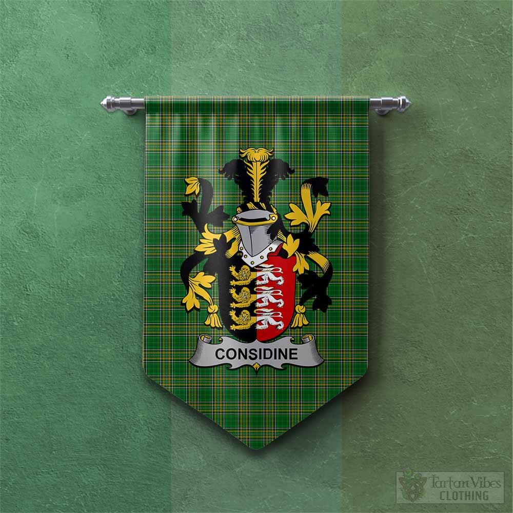 Considine Irish Clan Tartan Gonfalon, Tartan Banner with Coat of Arms Chevron - Tartan Vibes Clothing