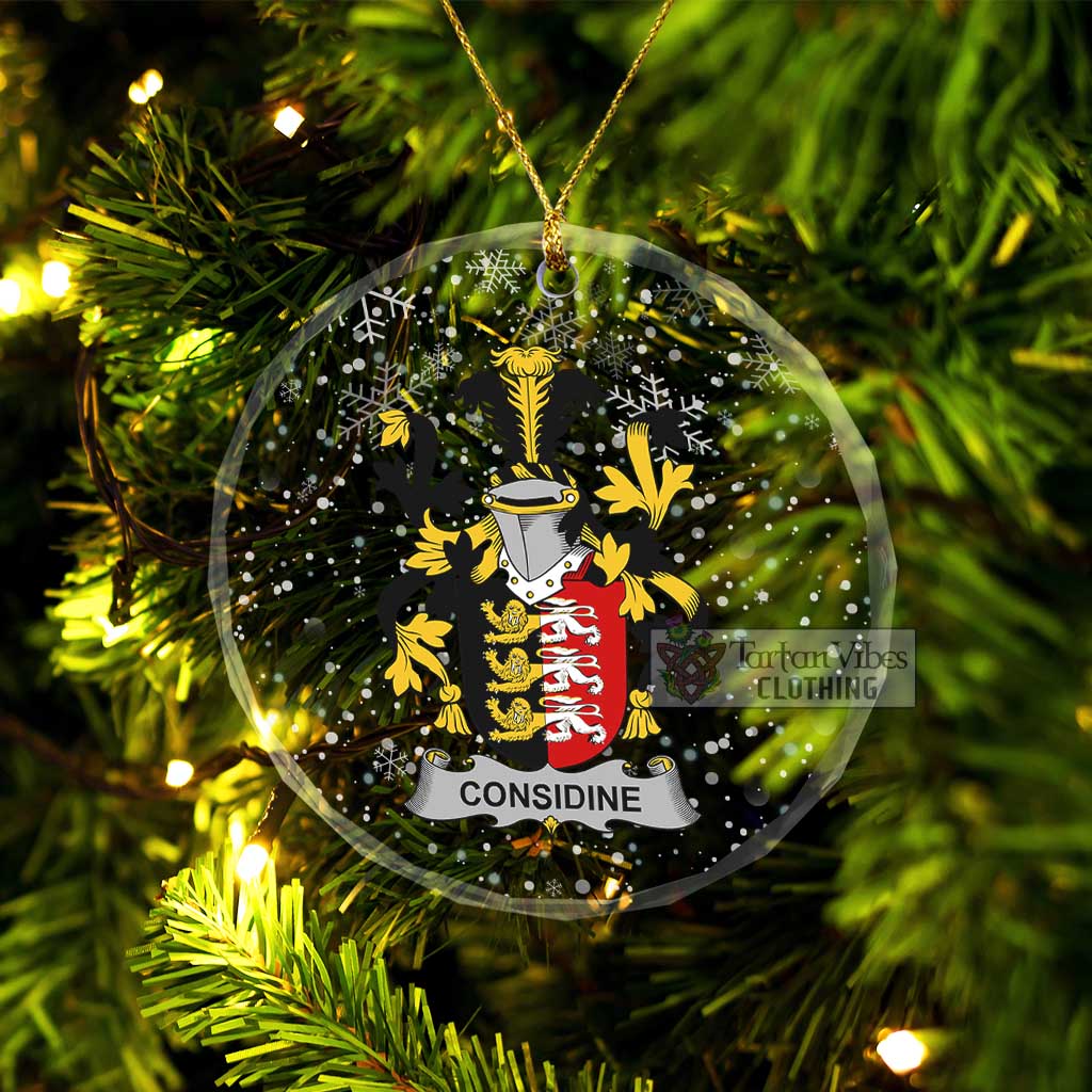 Considine Irish Clan Christmas Glass Ornament with Coat of Arms Transparent Glass Circle - 2D-tartanvibesclothing