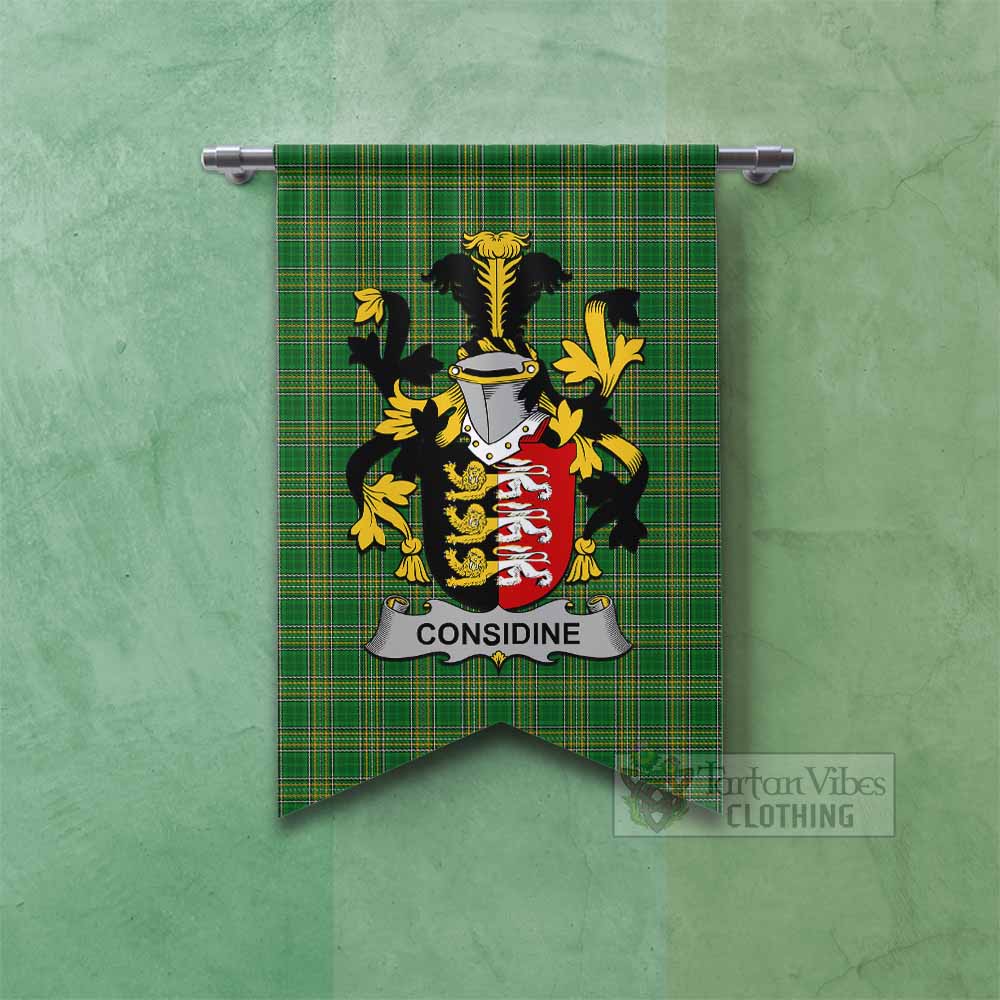 Considine Irish Clan Tartan Gonfalon, Tartan Banner with Coat of Arms Fishtail - Tartan Vibes Clothing