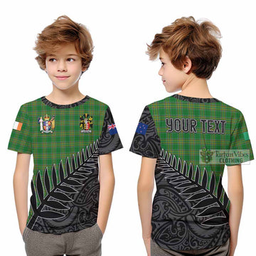 Considine Irish Clan Tartan Kid T-Shirt with Coat of Arms New Zealand Silver Fern Half Style - Tartan Vibes Clothing