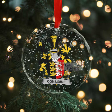 Tartan Vibes Clothing Considine Irish Clan Christmas Glass Ornament with Coat of Arms