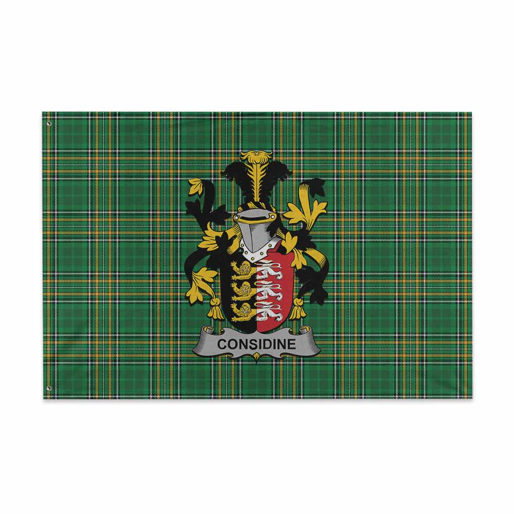 Tartan Vibes Clothing Considine Irish Clan Tartan House Flag with Coat of Arms