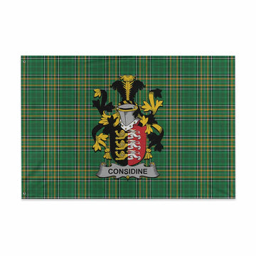 Tartan Vibes Clothing Considine Irish Clan Tartan House Flag with Coat of Arms