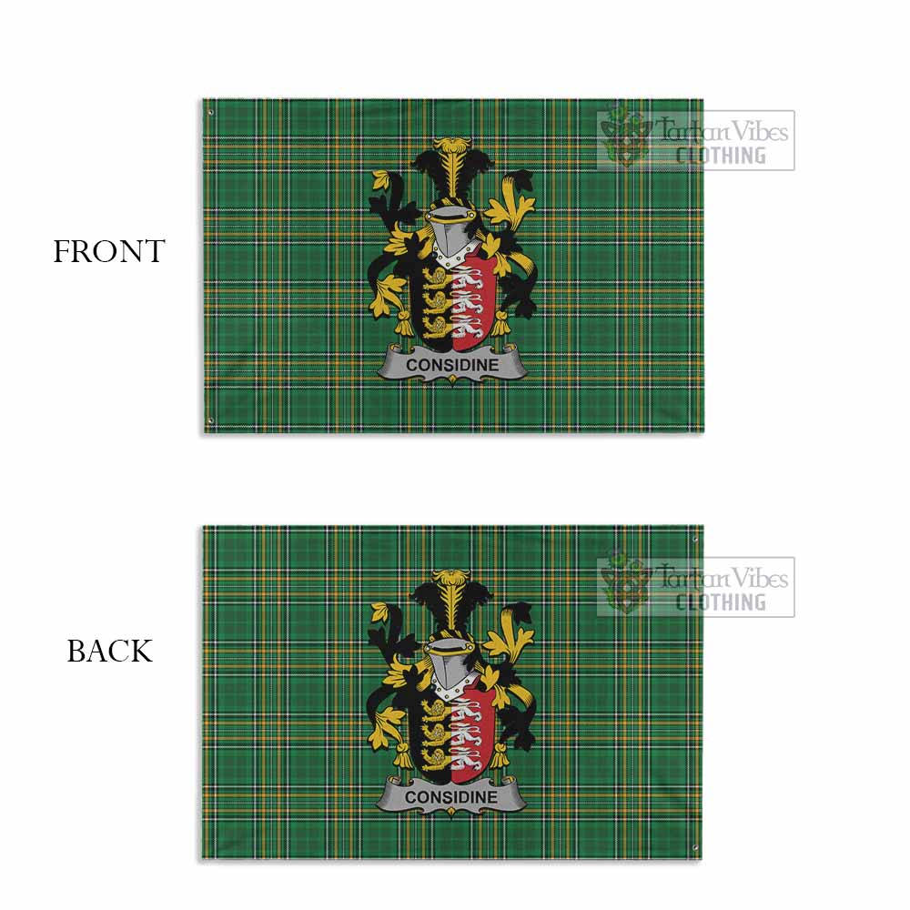 Tartan Vibes Clothing Considine Irish Clan Tartan House Flag with Coat of Arms