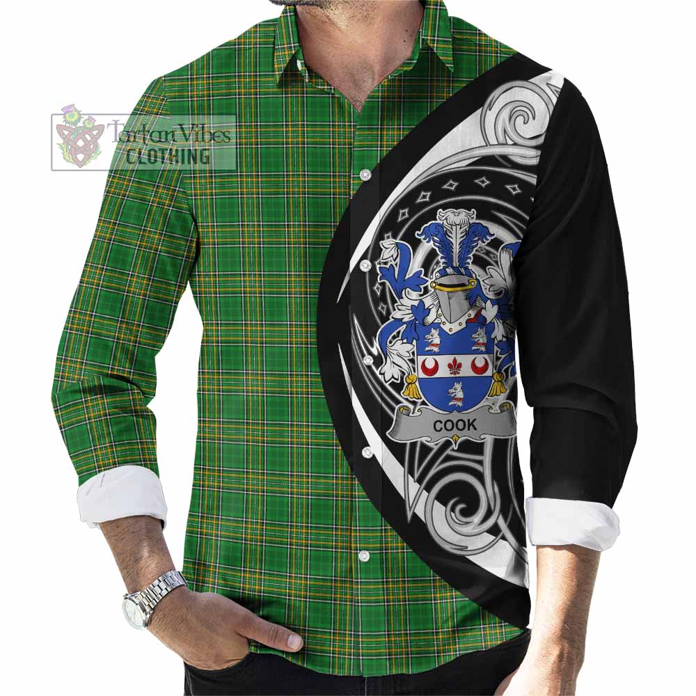 Tartan Vibes Clothing Cook Irish Clan Long Sleeve Button Shirt Celtic Circle Style