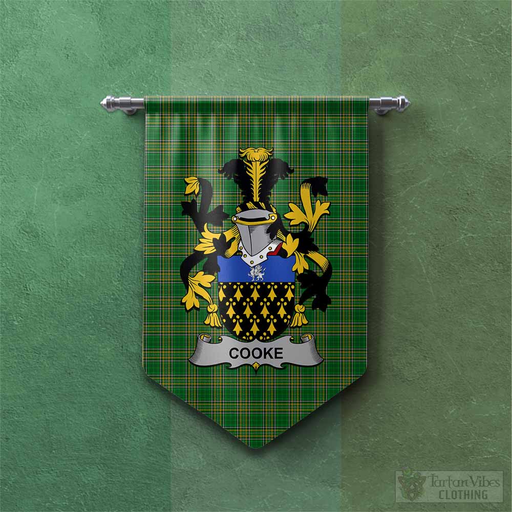 Cooke Irish Clan Tartan Gonfalon, Tartan Banner with Coat of Arms Chevron - Tartan Vibes Clothing