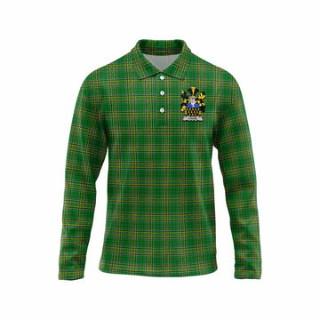 Cooke Irish Clan Tartan Long Sleeve Polo Shirt with Coat of Arms Unisex - Tartan Vibes Clothing