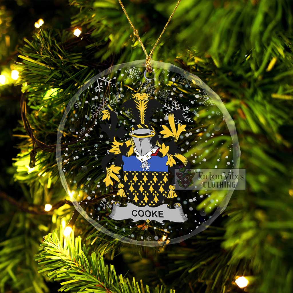 Cooke Irish Clan Christmas Glass Ornament with Coat of Arms Transparent Glass Circle - 2D-tartanvibesclothing