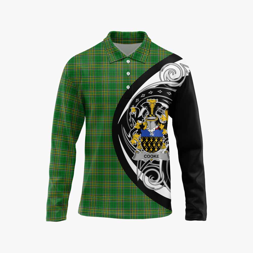 Cooke Irish Clan Long Sleeve Polo Shirt Celtic Circle Style Unisex - Tartan Vibes Clothing
