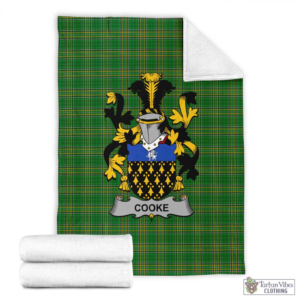 Cooke Irish Clan Tartan Blanket with Coat of Arms X-Large 59 x 79 inches 150 x 200 cm - Tartan Vibes Clothing