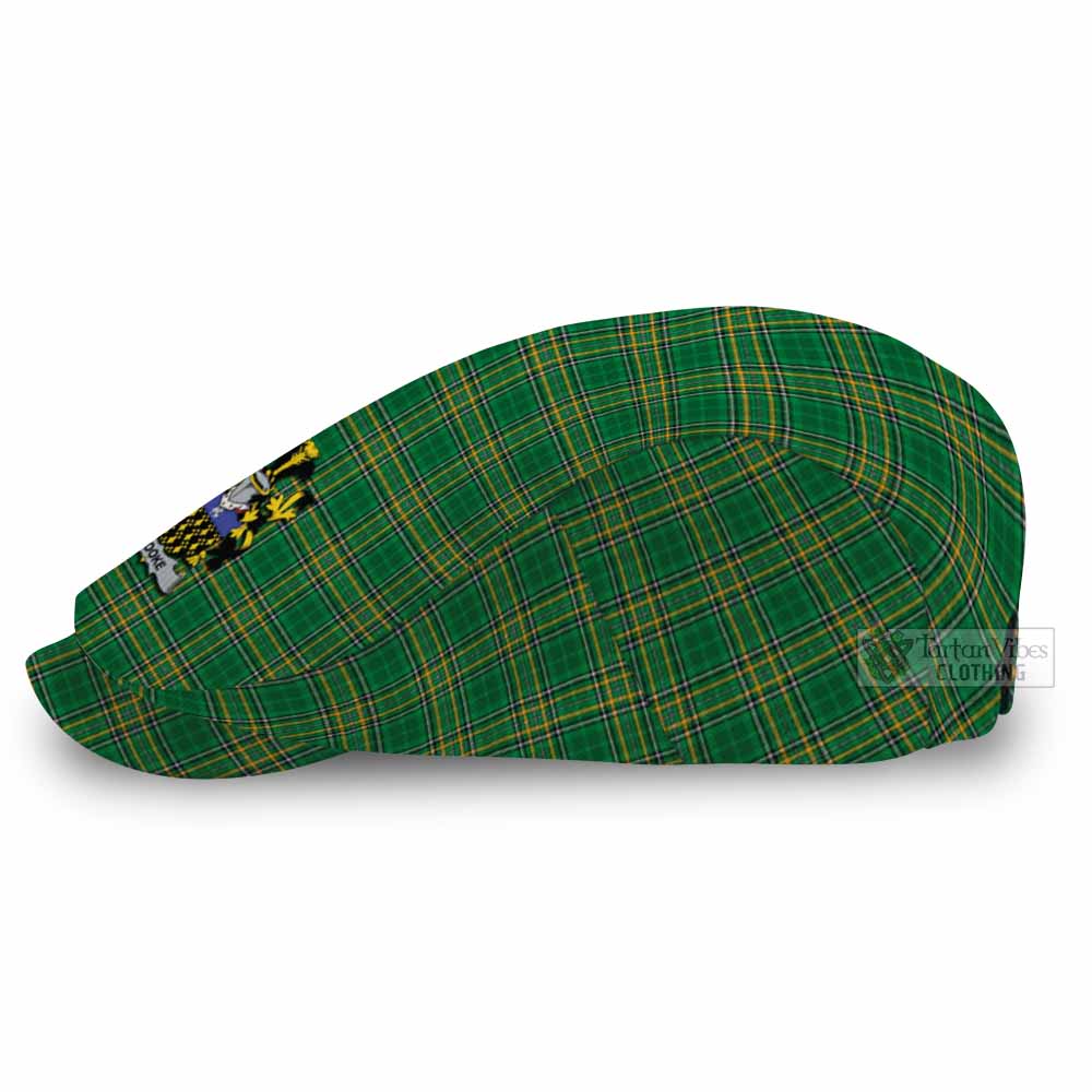 Cooke Irish Clan Tartan Jeff Cap, Tartan Flat Cap with Coat of Arm - Tartan Vibes Clothing