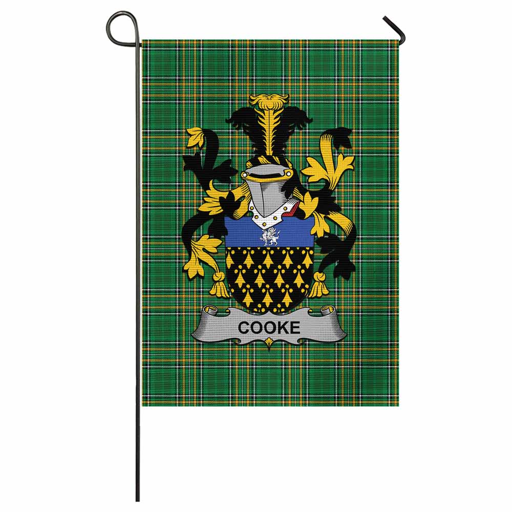 Cooke Irish Clan Tartan Flag with Coat of Arms