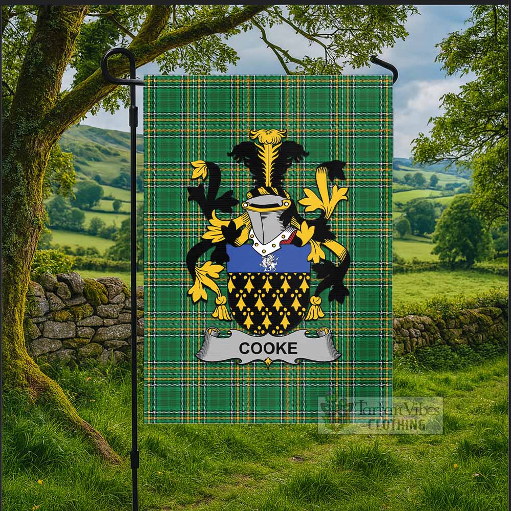 Cooke Irish Clan Tartan Flag with Coat of Arms