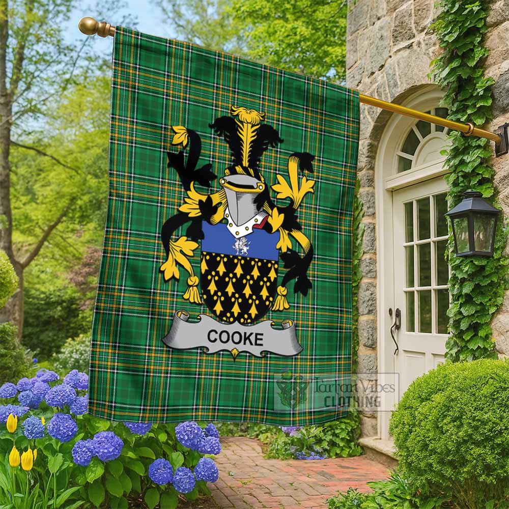 Cooke Irish Clan Tartan Flag with Coat of Arms