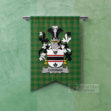 Coonan Irish Clan Tartan Gonfalon, Tartan Banner with Coat of Arms