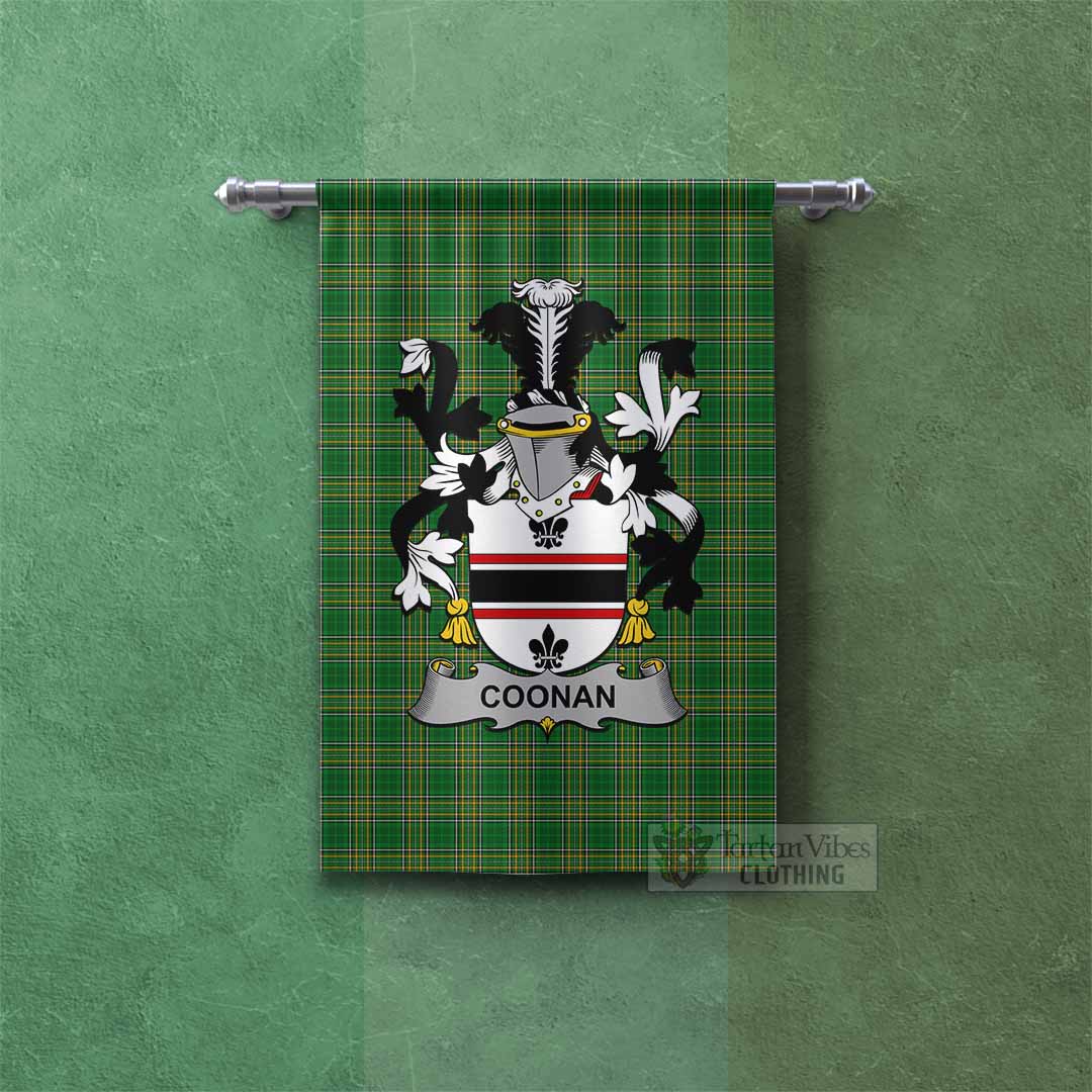 Tartan Vibes Clothing Coonan Irish Clan Tartan Gonfalon, Tartan Banner with Coat of Arms