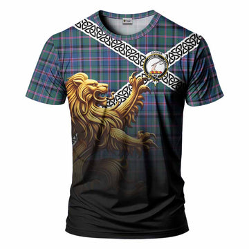Tartan Vibes Clothing Cooper Crest Tartan T-Shirt with Golden Lion Emblem Celtic Style