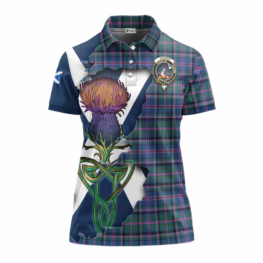 Tartan Vibes Clothing Cooper Tartan Family Crest Women's Polo Shirt Scottish Thistle Celtic Inspired