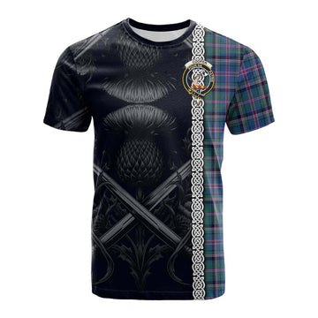 Tartan Vibes Clothing Cooper Tartan Cotton T-shirt with Family Crest Cross Sword Thistle Celtic Vibes