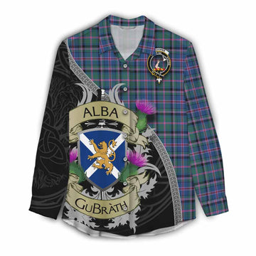 Tartan Vibes Clothing Cooper Tartan Family Crest Women's Casual Shirt Lion Rampant Royal Thistle Shield Celtic Inspired