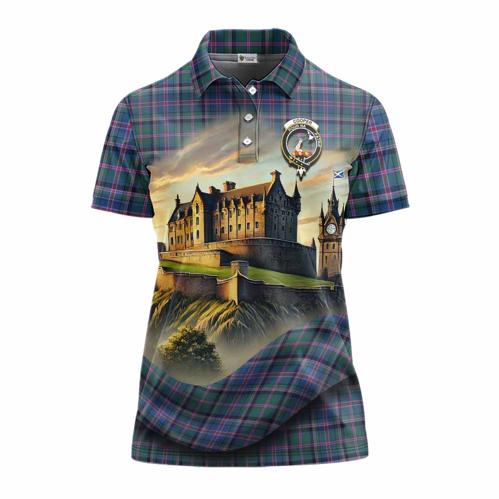 Tartan Vibes Clothing Cooper Tartan Family Crest Women's Polo Shirt with Scottish Ancient Castle Stype