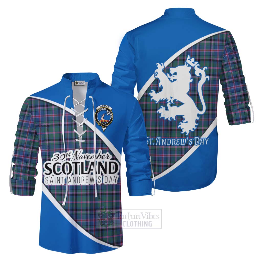 Tartan Vibes Clothing Cooper Family Crest Tartan Ghillie Kilt Shirt Celebrate Saint Andrew's Day in Style