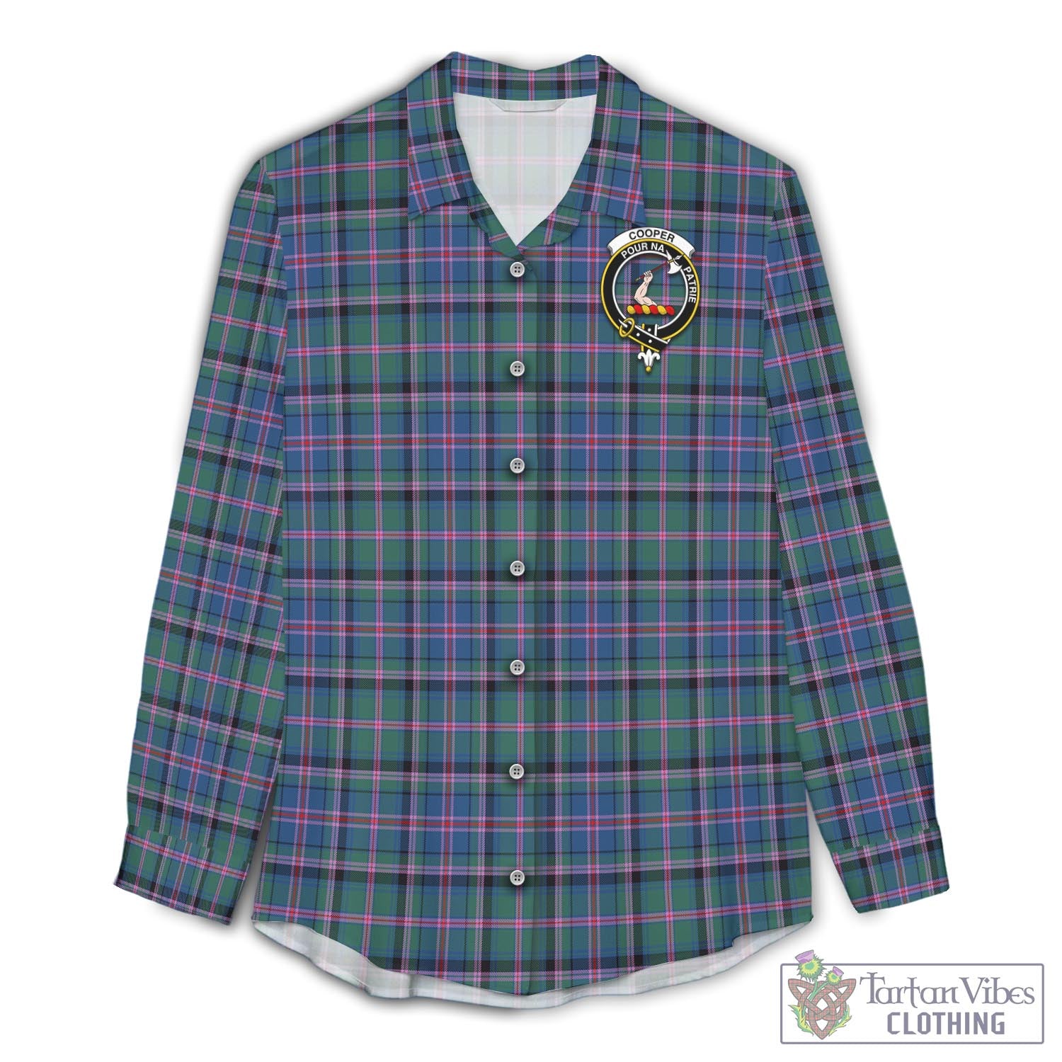 Tartan Vibes Clothing Cooper Tartan Womens Casual Shirt with Family Crest