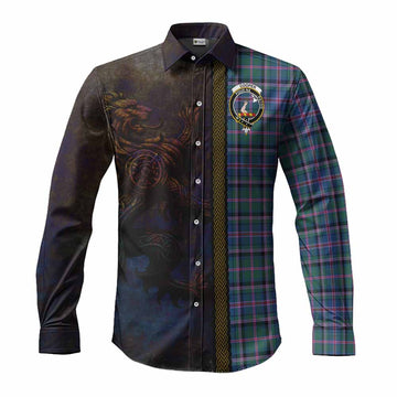 Cooper Tartan Family Crest Long Sleeve Button Shirt Alba Gu Brath Be Brave Lion Ancient Style