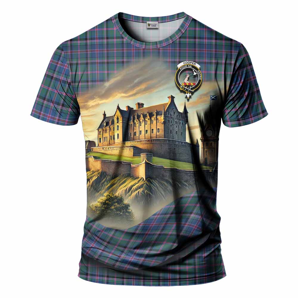 Tartan Vibes Clothing Cooper Tartan Family Crest T-Shirt with Scottish Ancient Castle Stype
