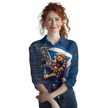 Tartan Vibes Clothing Cooper Tartan Family Crest Women's Casual Shirt with Scottish Majestic Lion