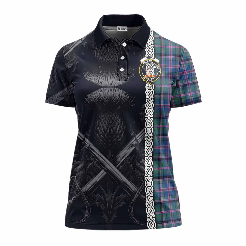 Tartan Vibes Clothing Cooper Tartan Women's Polo Shirt with Family Crest Cross Sword Thistle Celtic Vibes