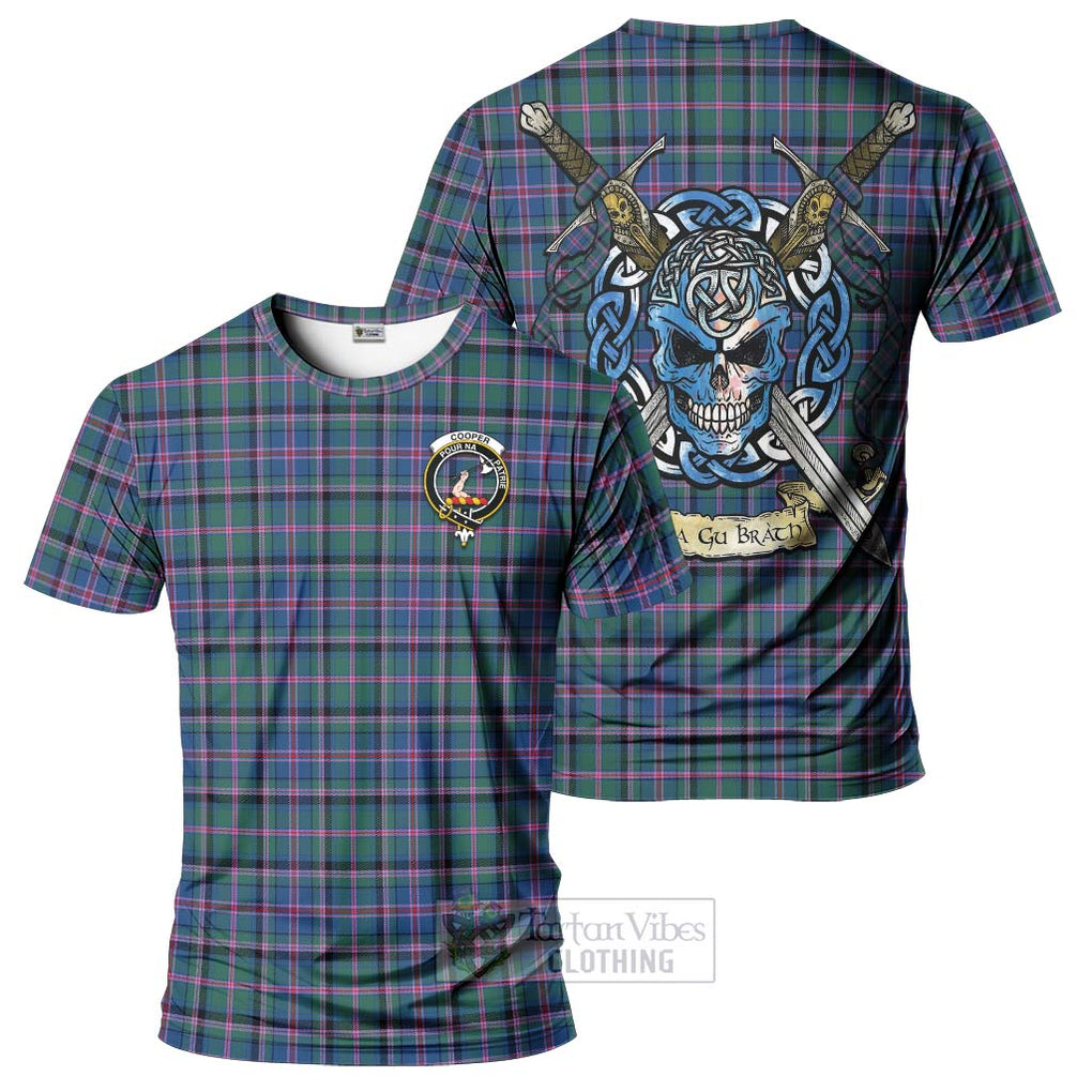 Tartan Vibes Clothing Cooper Tartan T-Shirt with Family Crest Celtic Skull Style
